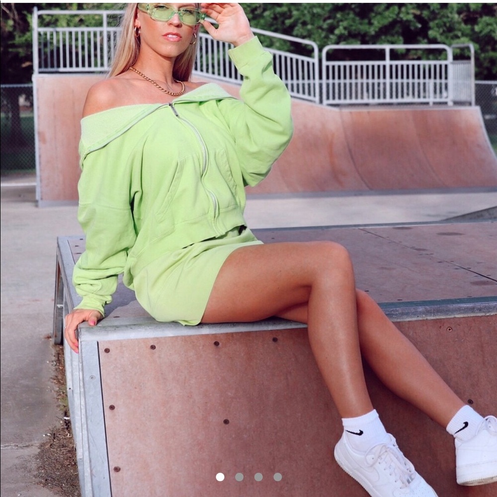 Neon green mini skirt